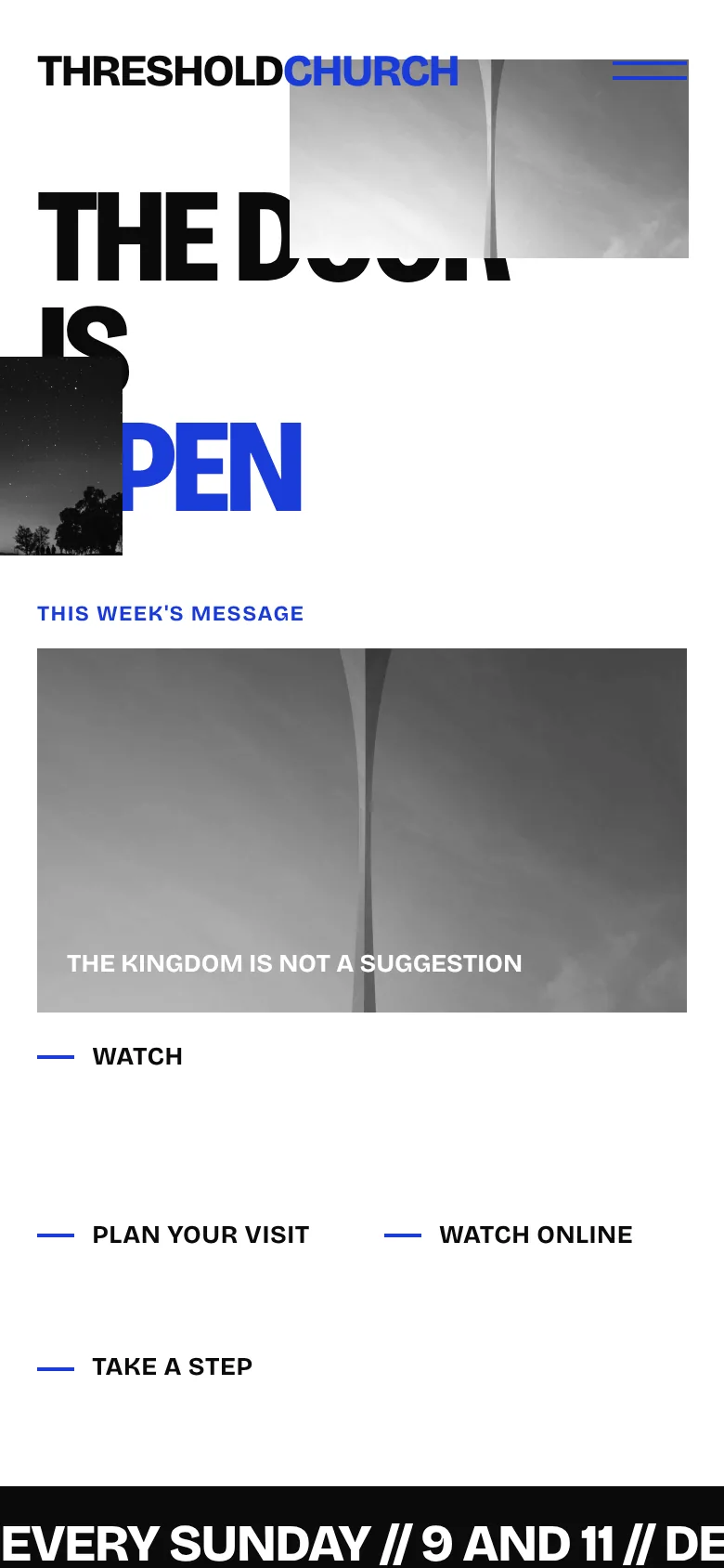 Editorial template homepage on a phone