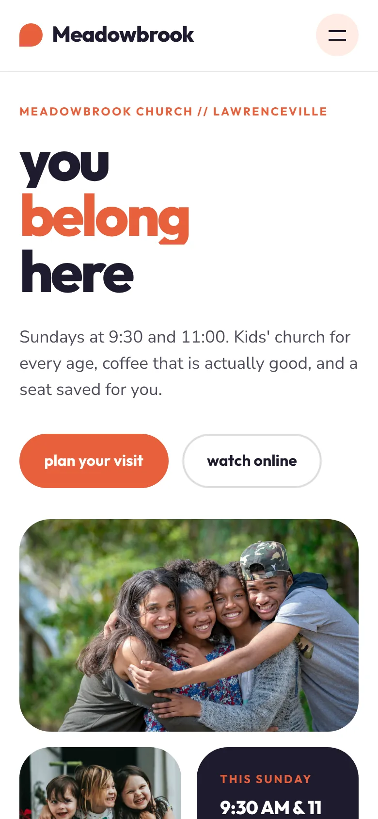 Family template homepage on a phone