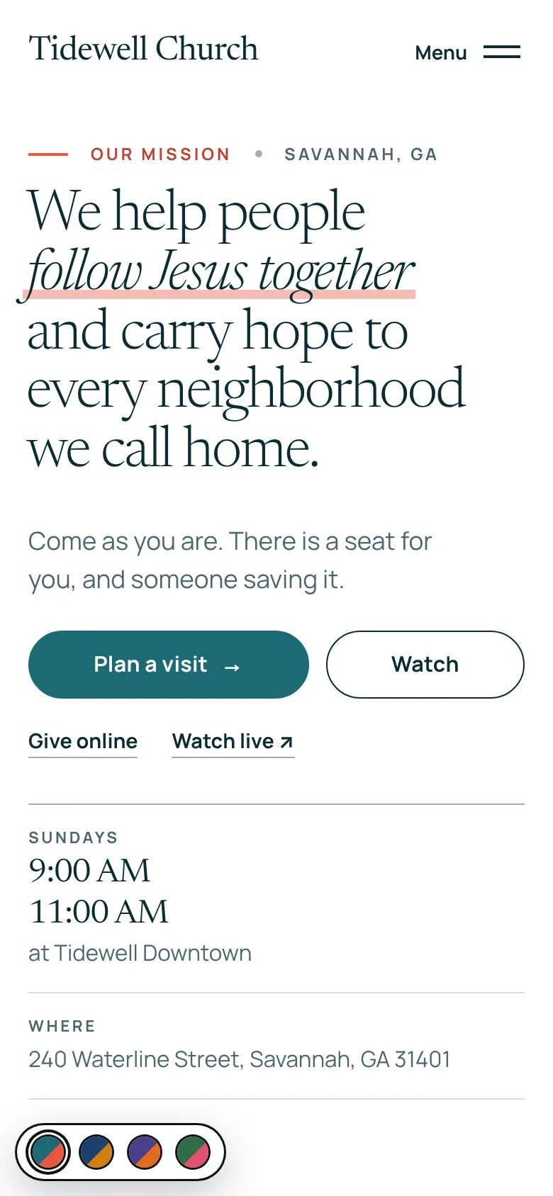Harbor template homepage on a phone