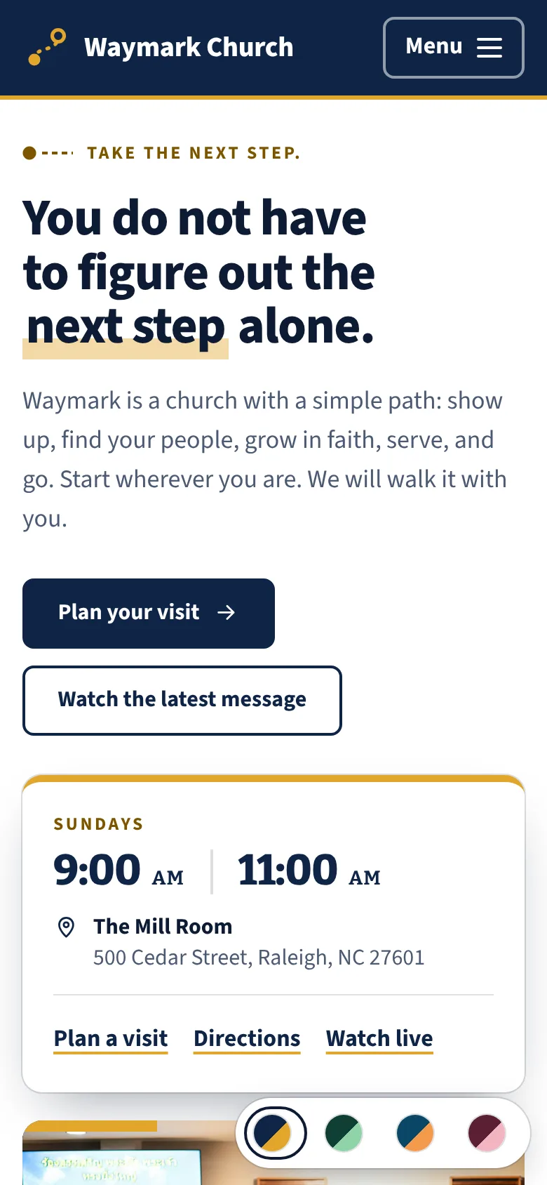 Pathway template homepage on a phone
